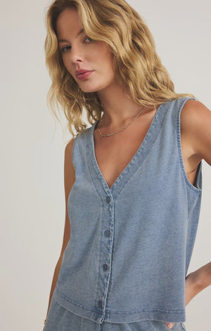 SOLACE JERSEY DENIM TOP